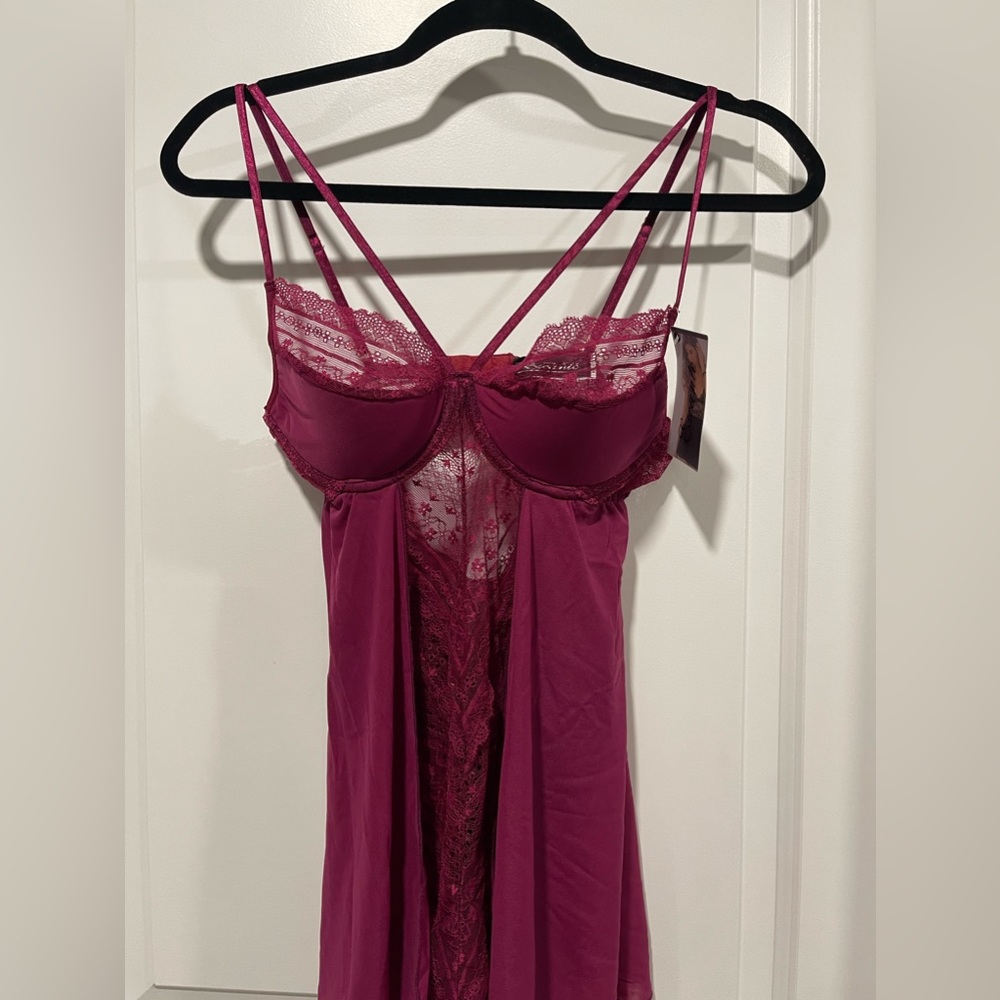 Burgundy lingerie nightgown